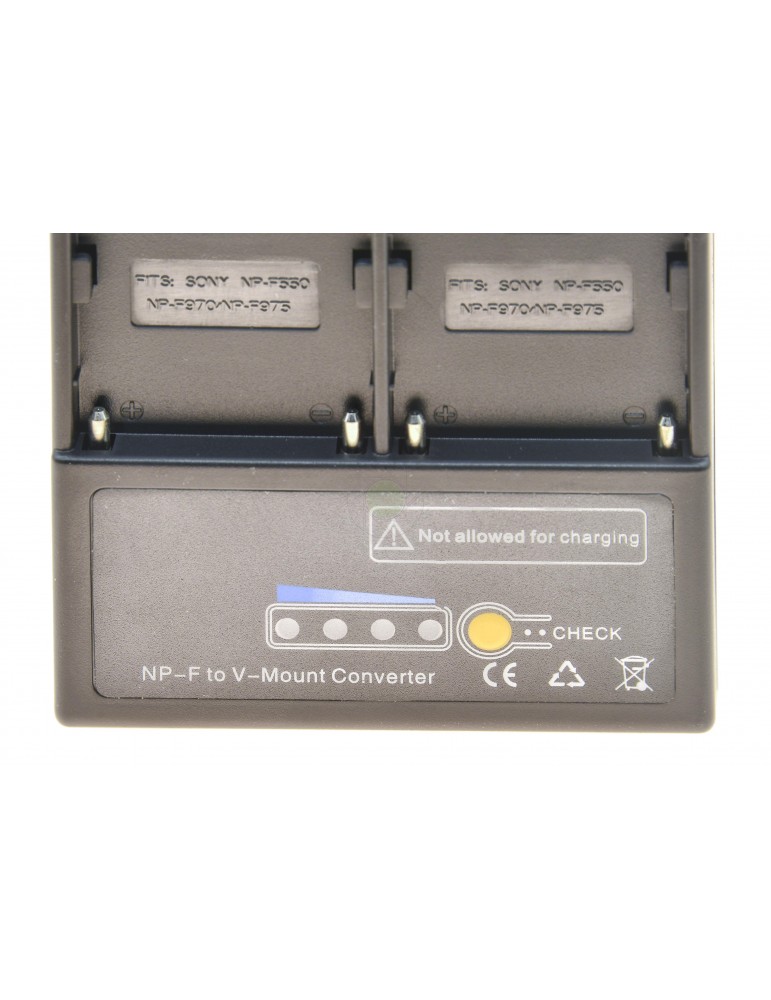 PROtastic V-Mount V-Lock Battery Adapter to 2X Compatible Sony Np-F Series Batteries 